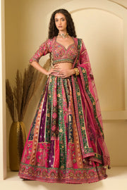 Multicolour Panelled Bridal Lehenga Set