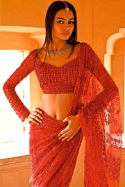 HUSNA RED SAREE