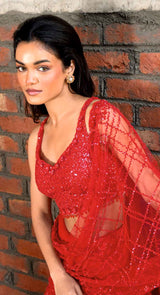 IRIS CHECK SAREE