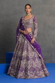 Purple and Silver Embellished Lehenga Set