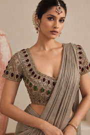 Aurelia Champagne Draped Saree