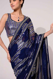 CHEVRON TEAL SAREE