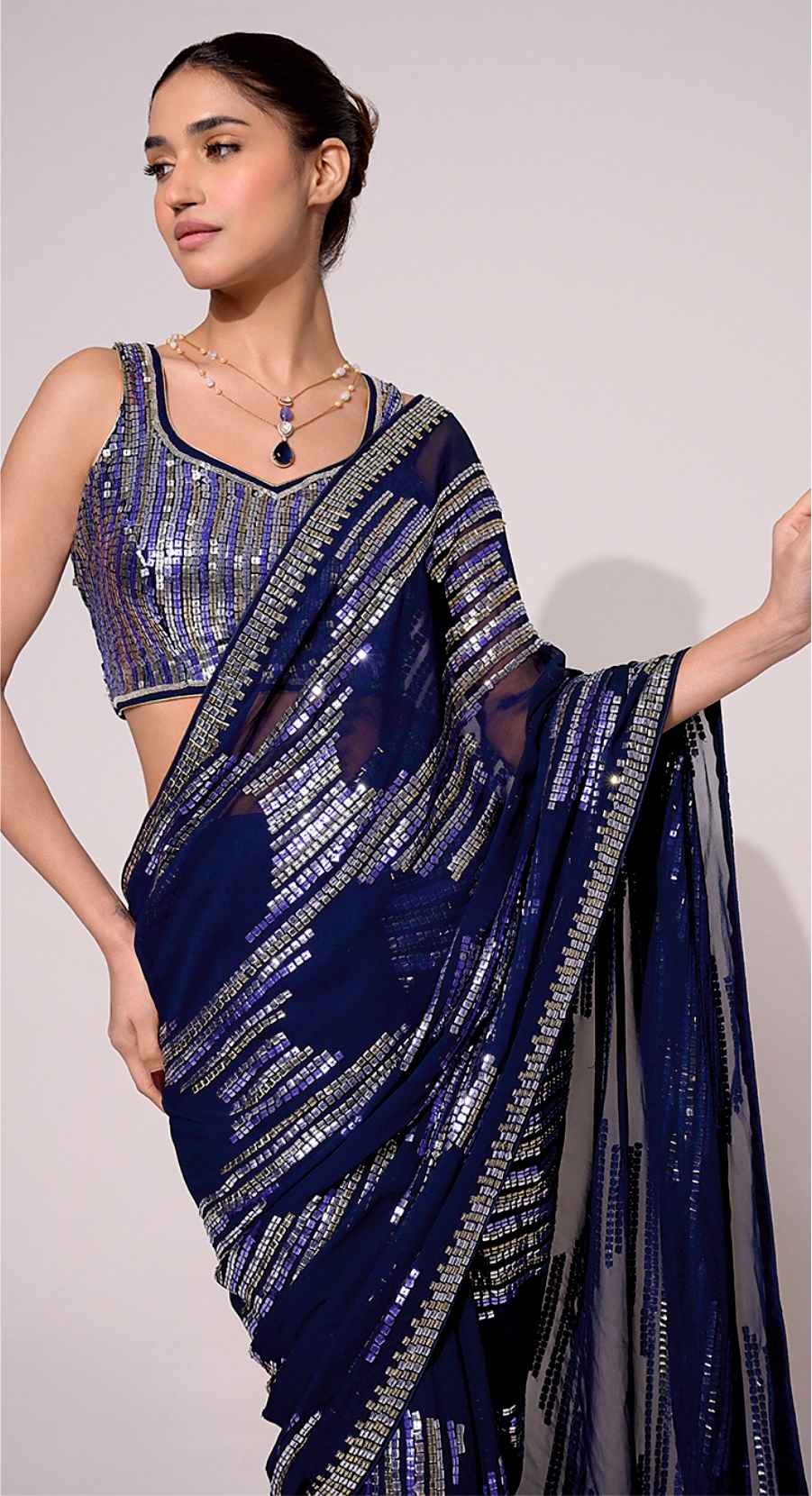 CHEVRON TEAL SAREE