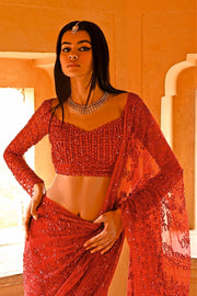 HUSNA RED SAREE