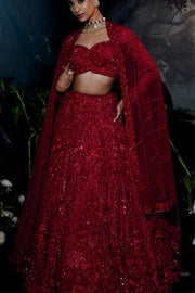 RED TONAL LEHENGA