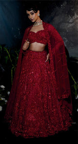 RED TONAL LEHENGA