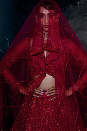 RED TONAL LEHENGA
