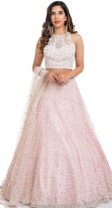 Blush pearl embroidered lehenga - detail view