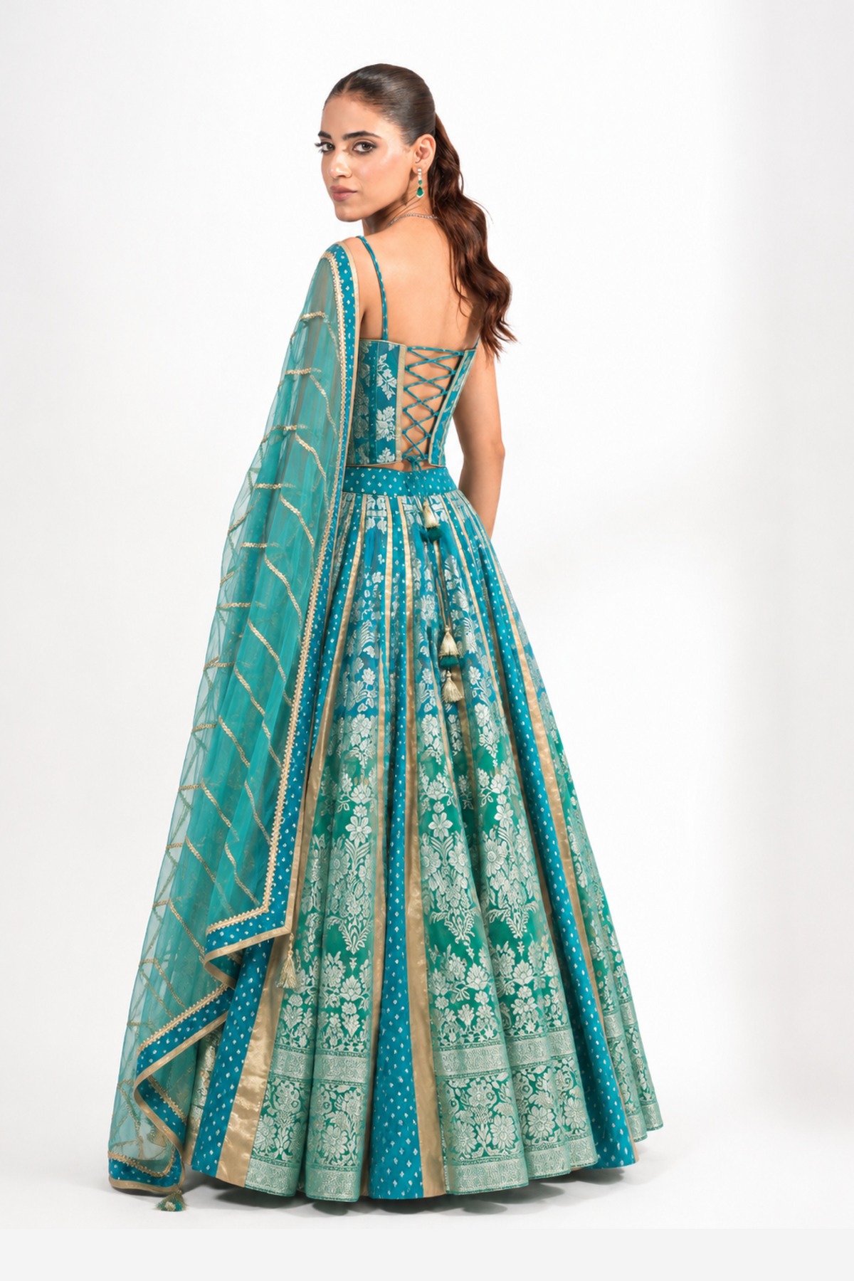 Morni Teal Lehenga Set