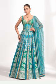 Morni Teal Lehenga Set