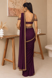 Elara Plum Embellished Saree