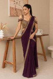 Elara Plum Embellished Saree