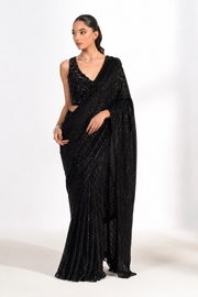Black Sequin Saree with Embellished Blouse