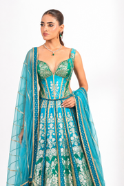 Morni Teal Lehenga Set