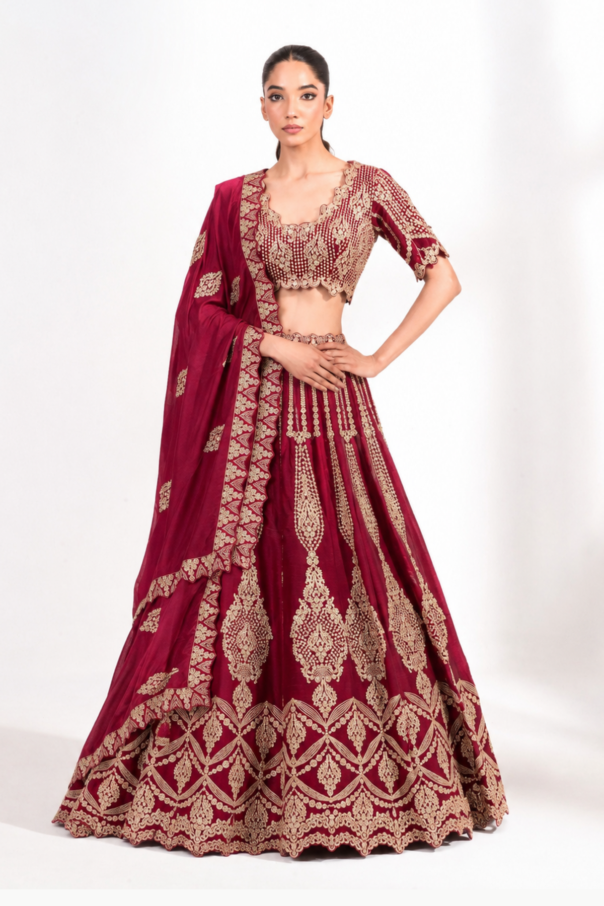 Riwaaz Maroon Lehenga Set