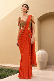 Ziva Gold Embellished Saree
