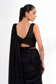 Black Sequin Saree with Embellished Blouse