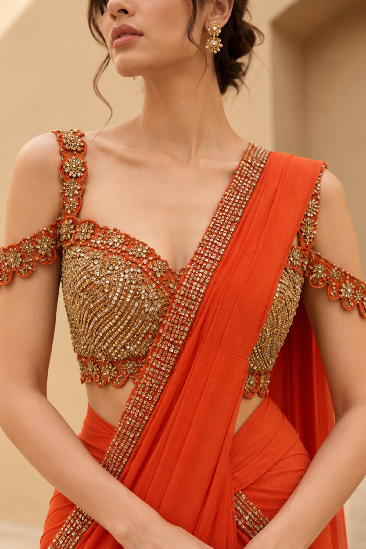 Ziva Gold Embellished Saree