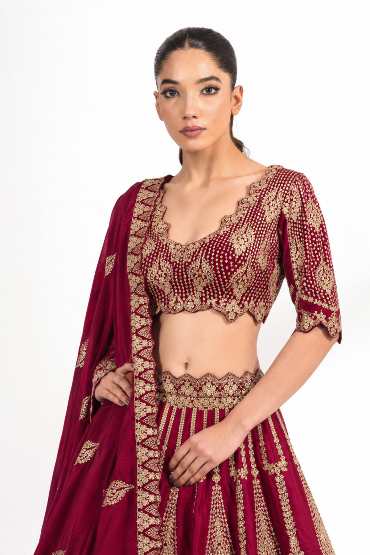 Riwaaz Maroon Lehenga Set