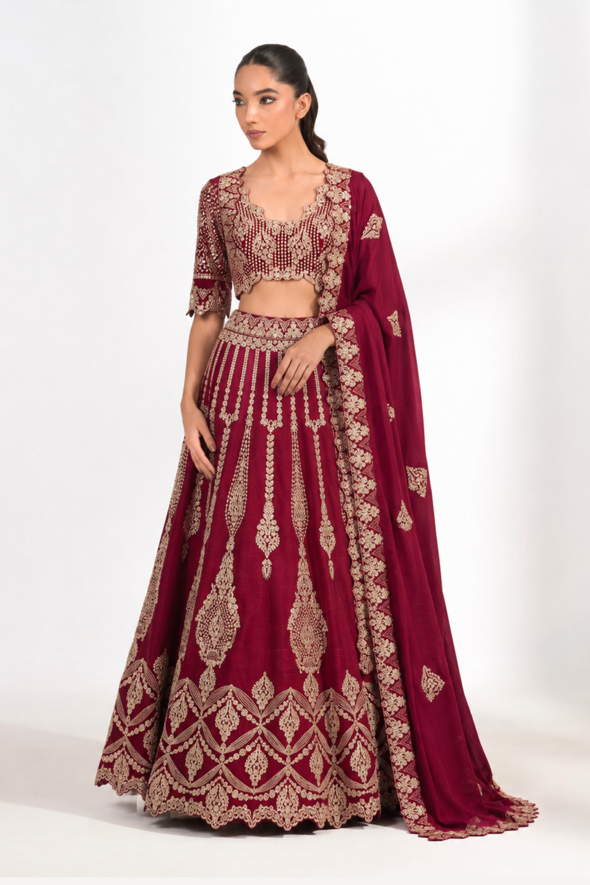 Riwaaz Maroon Lehenga Set