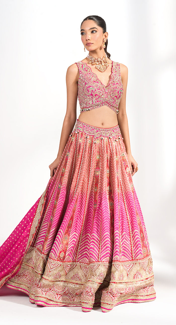 Gulbahar Leheriya Lehenga Set