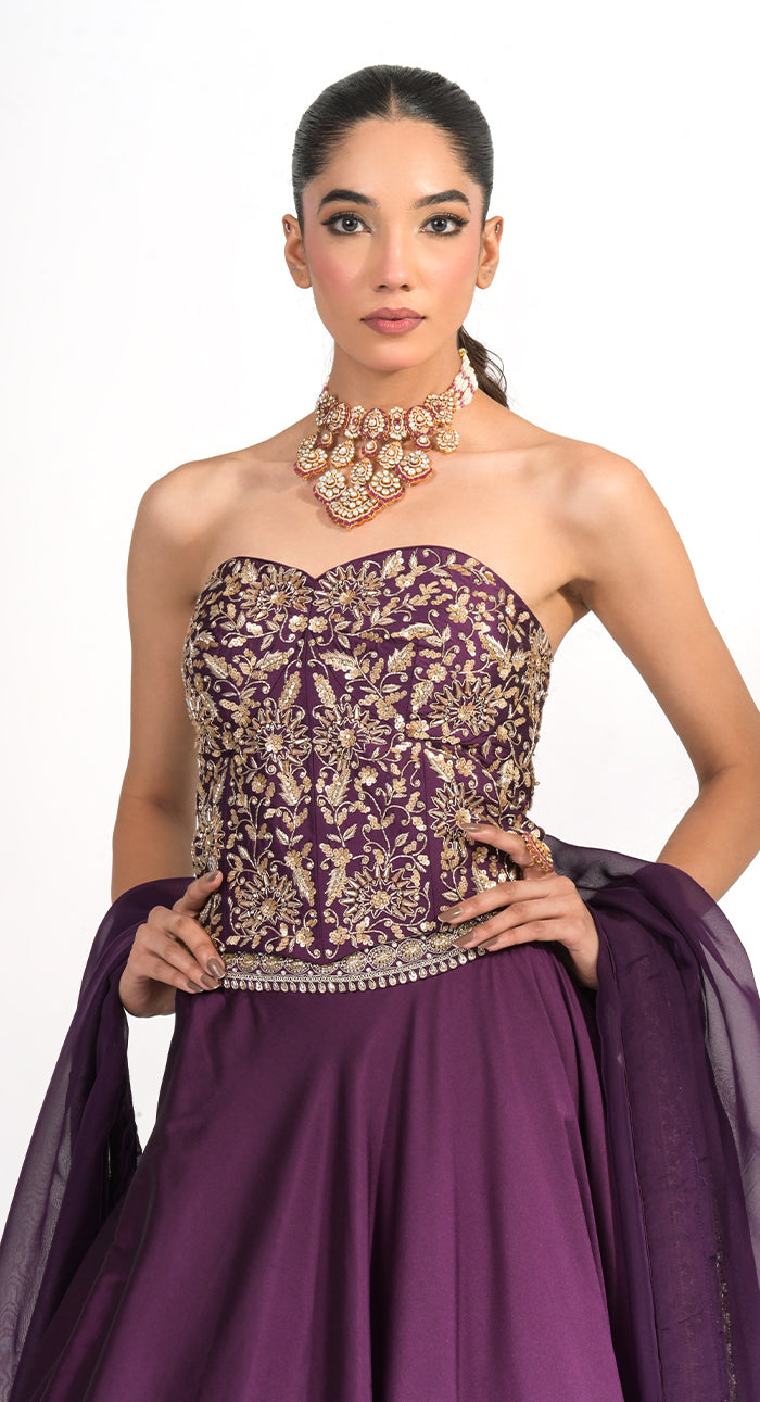 Mahira Amethyst Corset Lehenga