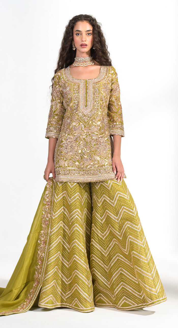 Zareen Olive Sharara Set