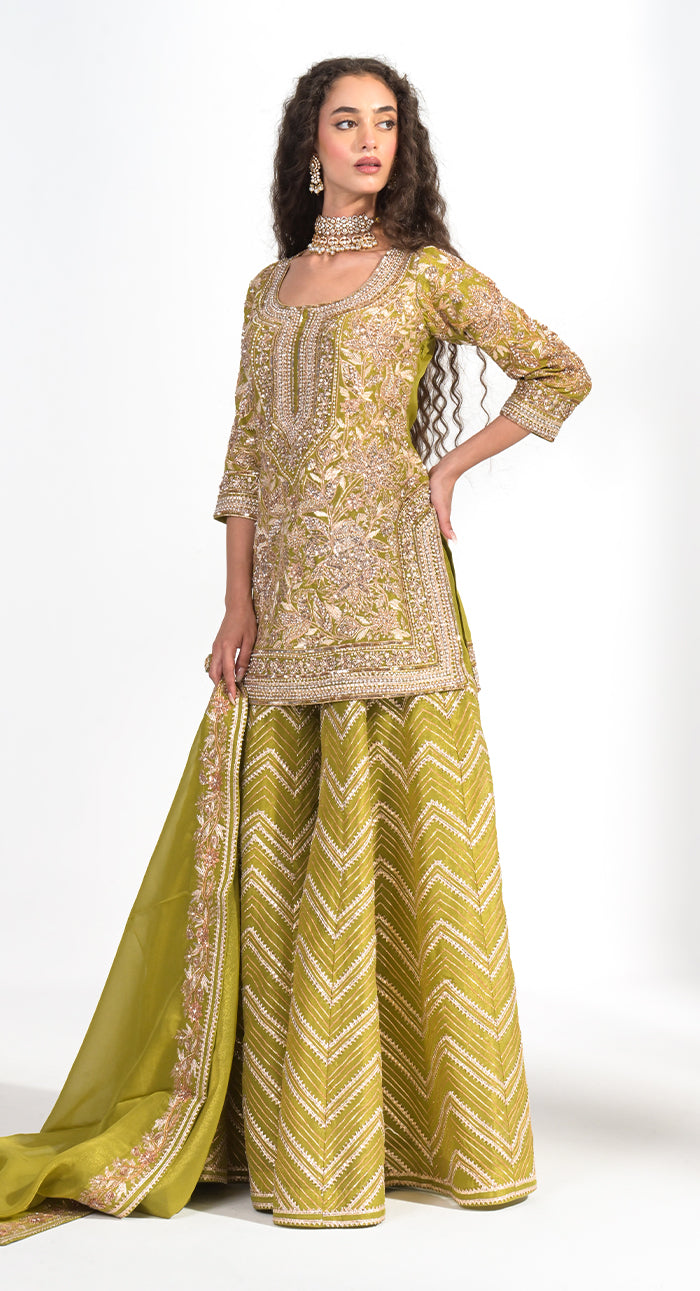 Zareen Olive Sharara Set