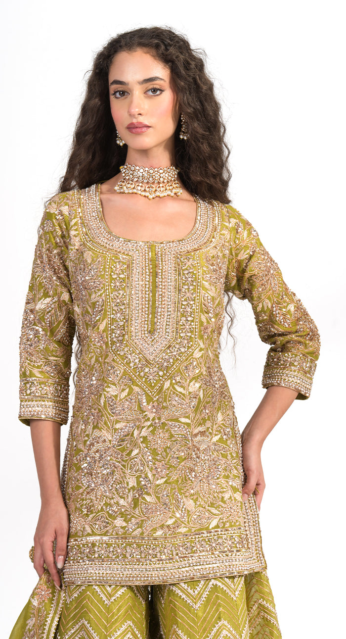 Zareen Olive Sharara Set