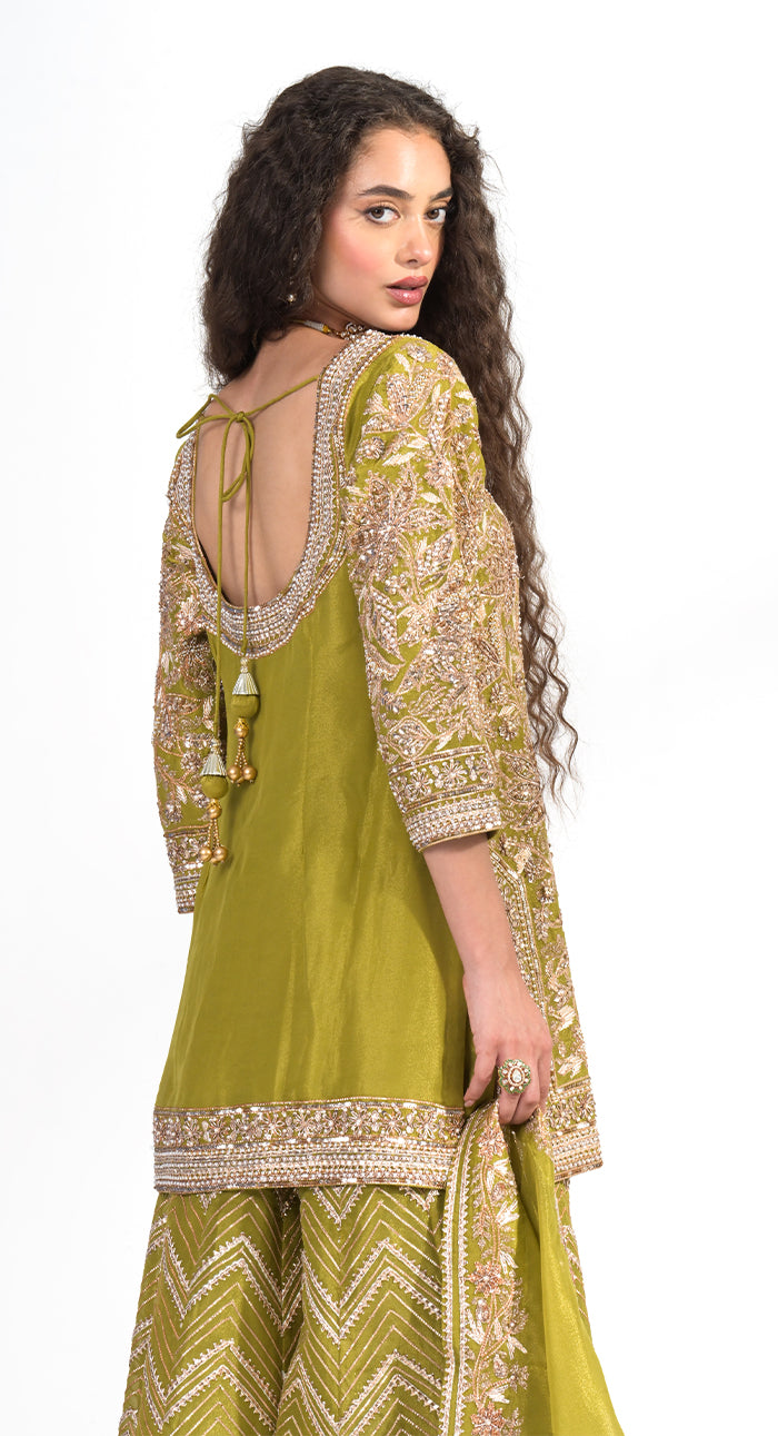 Zareen Olive Sharara Set