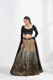 Sunehri Noir Ombre Lehenga