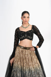 Sunehri Noir Ombre Lehenga