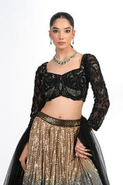 Sunehri Noir Ombre Lehenga