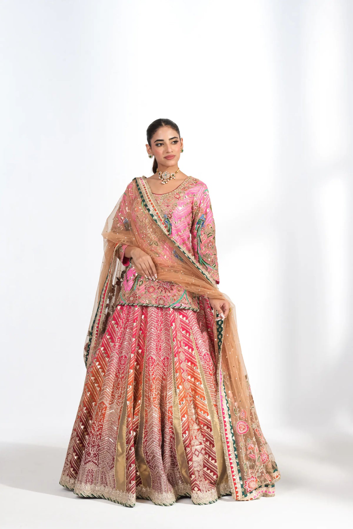 Phoolwari Coral Lehenga Set