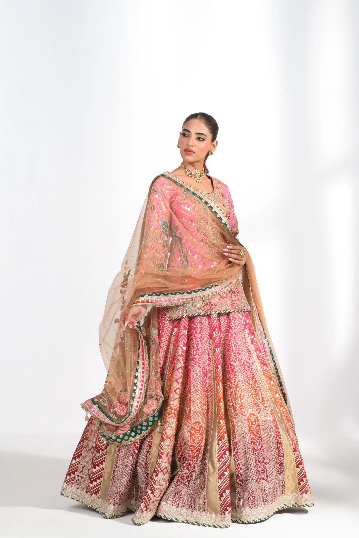 Phoolwari Coral Lehenga Set