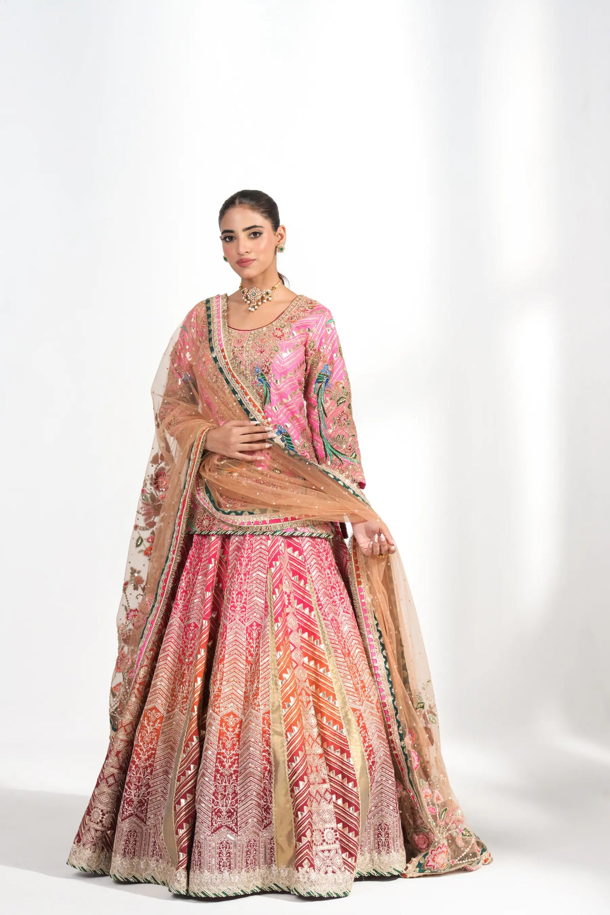 Phoolwari Coral Lehenga Set
