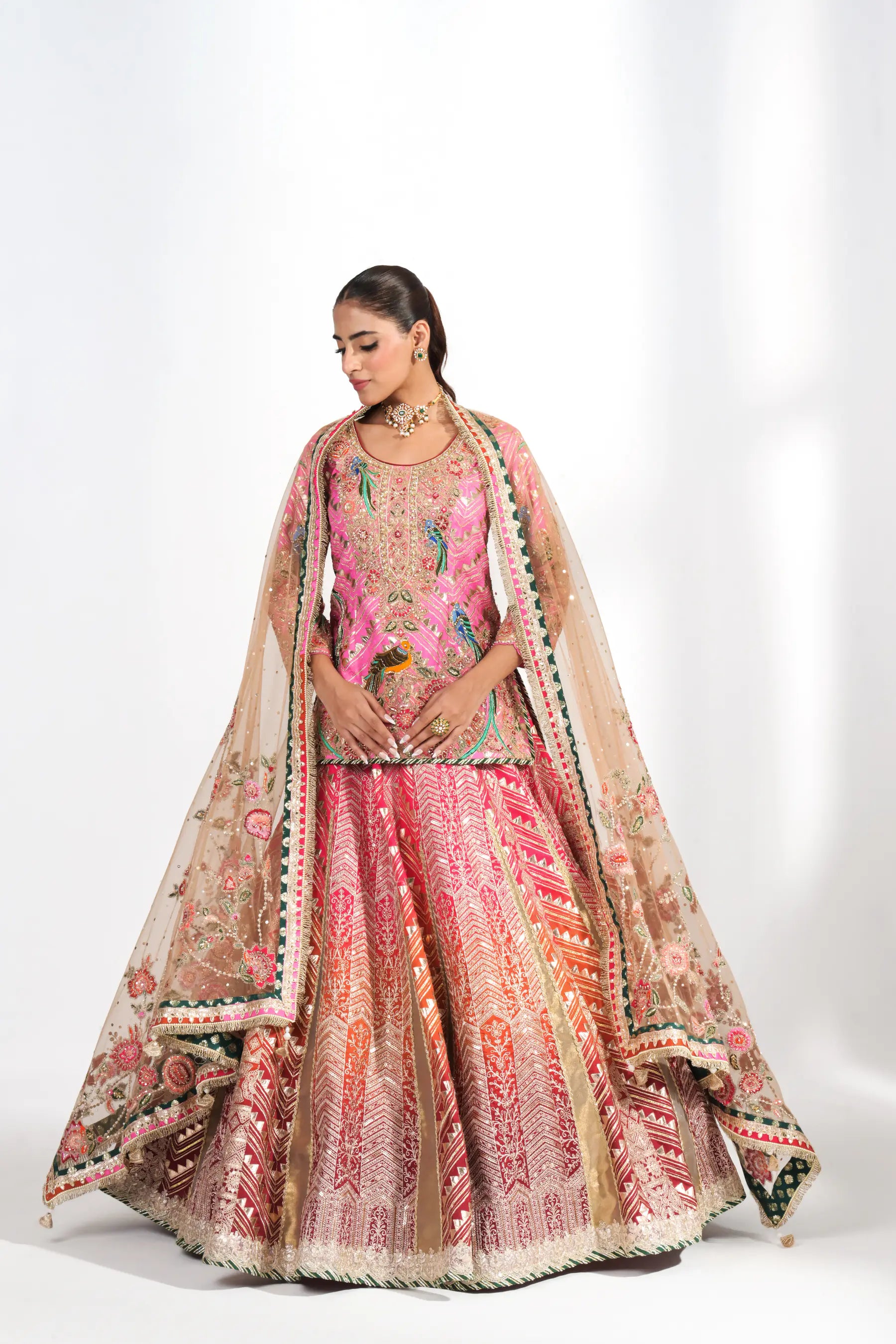Phoolwari Coral Lehenga Set