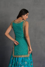 Turquoise Embroidered Sharara Set