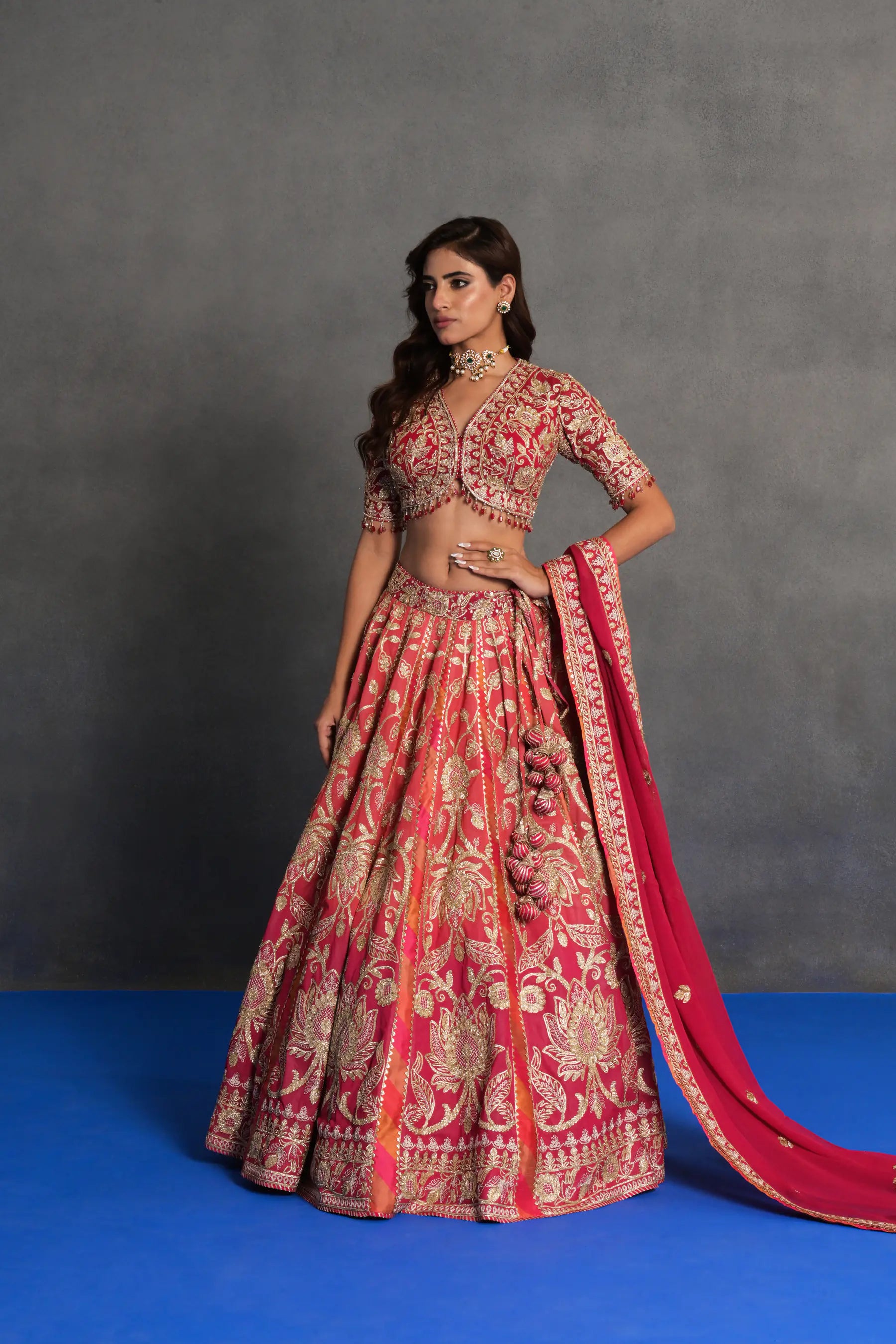 Gulnaar Coral Bridal Lehenga