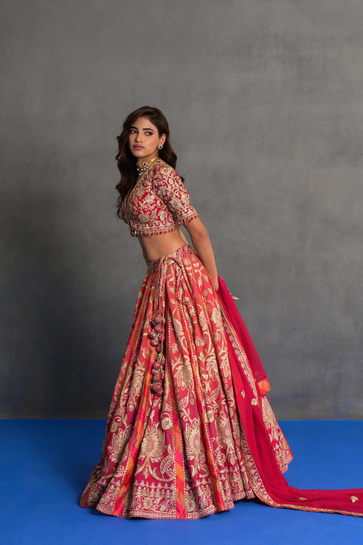 Gulnaar Coral Bridal Lehenga