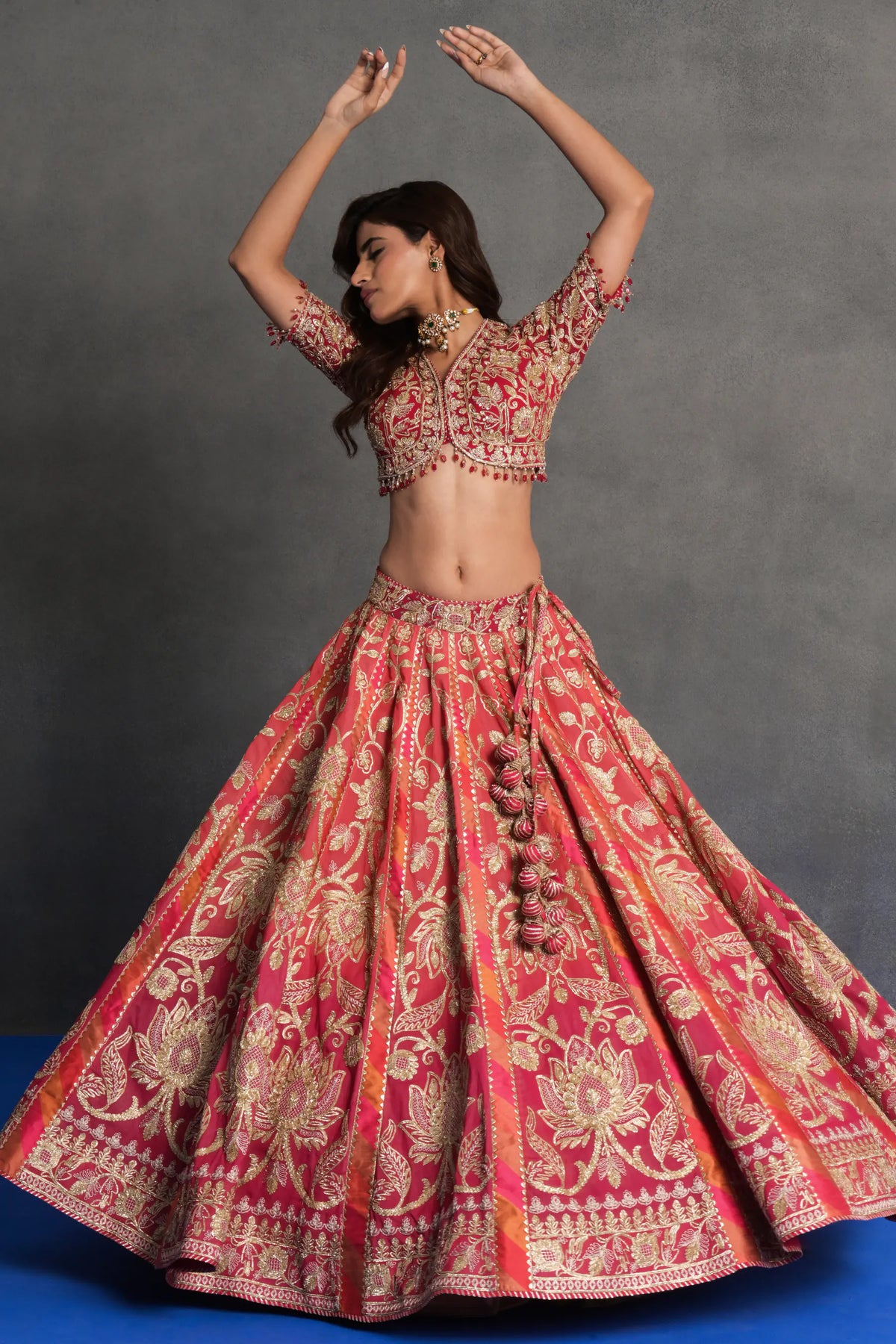 Gulnaar Coral Bridal Lehenga