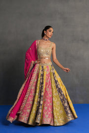 Multicolour Panelled Lehenga Set