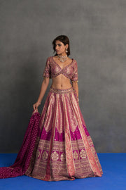 Magenta Banarasi Lehenga Set