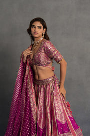 Magenta Banarasi Lehenga Set