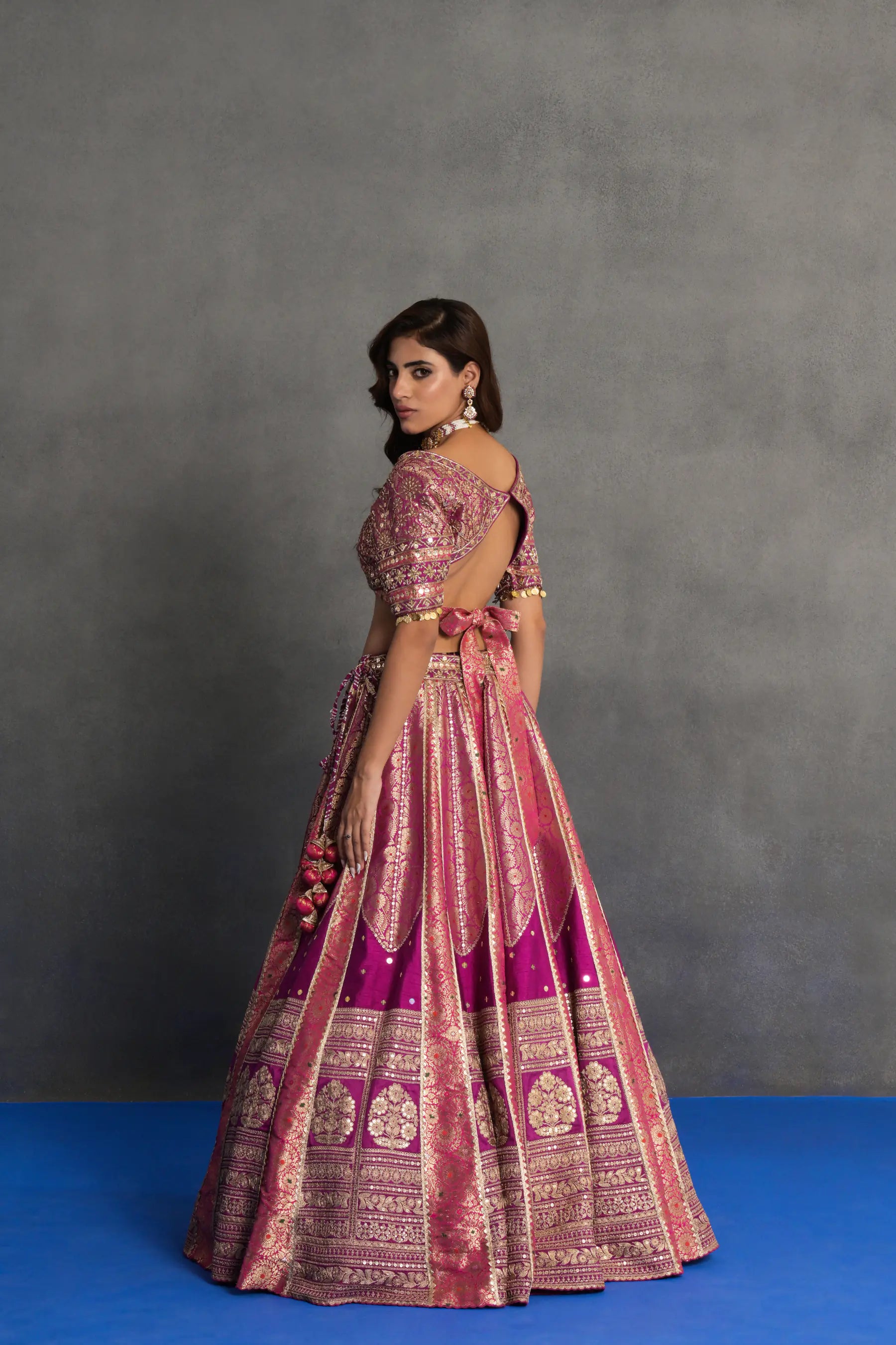 Magenta Banarasi Lehenga Set