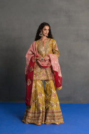 Mustard Embroidered Sharara Set