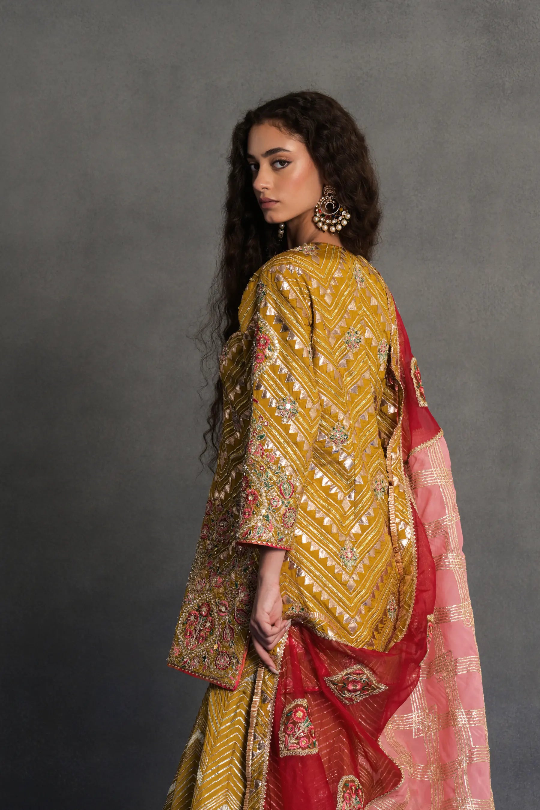 Mustard Embroidered Sharara Set