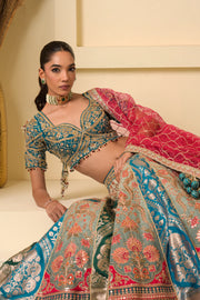 Aabha Multicolour Banarasi Panelled Lehenga Set
