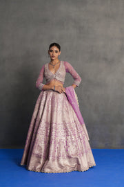 Lilac Silver Banarasi Lehenga Set