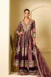 Deep Plum Embroidered Anarkali Suit